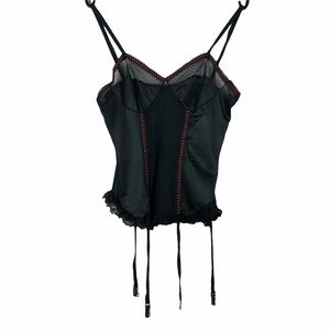 Vintage Nan Flower Red Black Lingerie Sexy Medium
